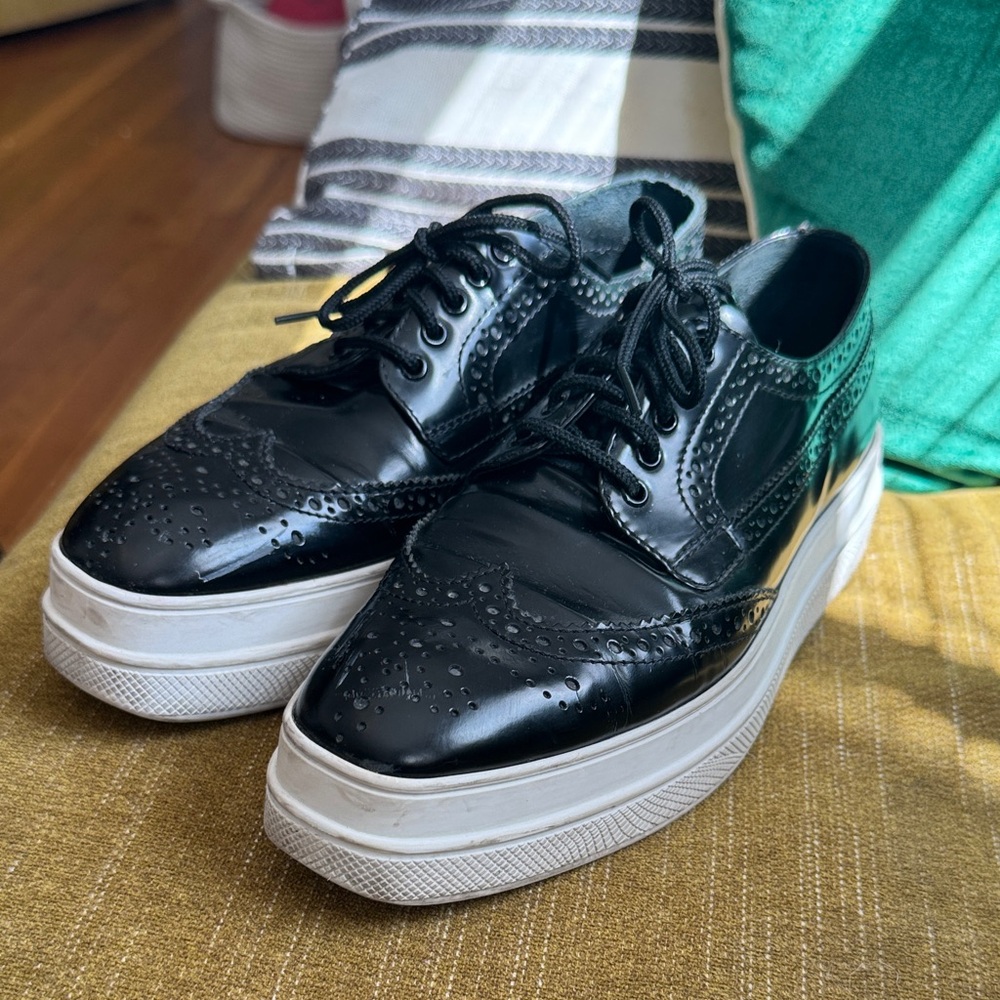 Prada Wingtip Platform Sneakers - Contemporary Dress-Casual Shoe